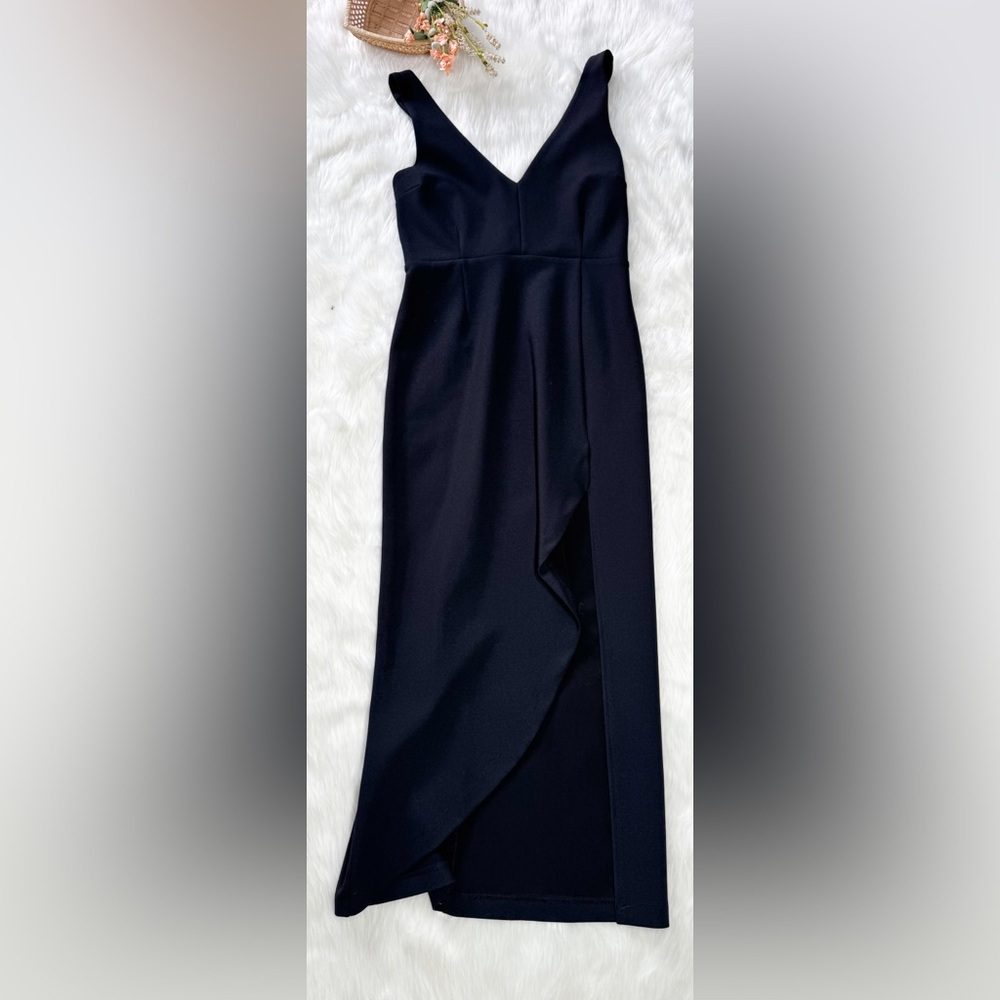 Abercrombie Black Plunge Midi Dress MEDIUM TALL